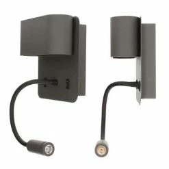 ARLUX Sorya Applique Intérieure 5W 350lm 2700K Anthracite + Liseuse 3W 210lm - 114108 -123elec Soldes Magasin arl114108 arlux applique sorya 5w 350lm 2700k 3w 210lm 4