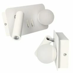 ARLUX Maki Applique Intérieure Rectangle Droite 3W 210lm 2700K Blanc + Liseuse 3W - 114130 -123elec Soldes Magasin arl114130 arlux applique maki rectangle 3w 210lm 2700k 3w 4