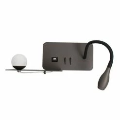 ARLUX Zia Applique Intérieure Gauche 5W 350lm 2700K Anthracite + Liseuse 3W 210lm - 114150