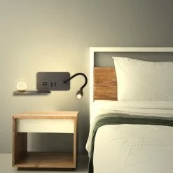 ARLUX Zia Applique Intérieure Gauche 5W 350lm 2700K Anthracite + Liseuse 3W 210lm - 114150 -123elec Soldes Magasin arl114150 arlux applique zia 5w 350lm 2700k 3w 210lm 3