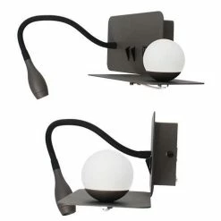 ARLUX Zia Applique Intérieure Gauche 5W 350lm 2700K Anthracite + Liseuse 3W 210lm - 114150 -123elec Soldes Magasin arl114150 arlux applique zia 5w 350lm 2700k 3w 210lm 4 ok