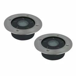 ARLUX Lot De 2 Spots Solaires LED Patio Encastrables 120mm 1W 50lm 6000K IP67 Inox - 500113