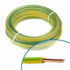 Fil électrique Rigide H07VU 1.5² Vert / Jaune - Couronne De 100m