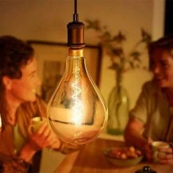 PHILIPS Vintage Ampoule LED Filament Dimmable E27 230V 7W(=40W) 470lm 1800K LEDbulb Giant Or - 313767 -123elec Soldes Magasin phi313767 philips vintage giant led filament dim e27 230v 6 5w 40w 470lm 2000k 4