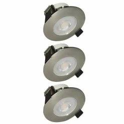 ARLUX Lot De 3 Spots LED Remplaçables Encastrables 80mm 230V 3x5W 400lm 2700K Acier Brossé - 731510