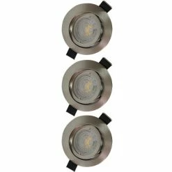 Lot De 3 Spots LED Encastrables Et Orientables 83mm GU10 230V 3x5W 380lm 4000K Acier Brossé
