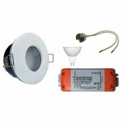 Spot LED Encastrable IP65 82mm GU5.3 230V-12V 5W 380lm 2700K Blanc -123elec Soldes Magasin phn950079 eclairage led a encastrer ip65 82mm 3