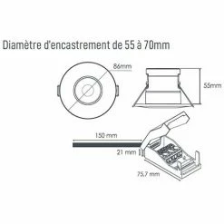 SOLUM One Spot LED BBC Encastrable Dimmable 6W 550lm 3000K Blanc - S0010630D -123elec Soldes Magasin sols0010630d solum one spot led a encastrer dimmable bbc 6w 3000k blanc 3