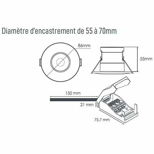 SOLUM One Spot LED BBC Encastrable Dimmable 6W 600lm 4000K Blanc - S0010640D 5 SOLUM One Spot LED BBC Encastrable Dimmable 6W 600lm 4000K Blanc - S0010640D – Image 3