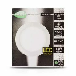 VISION-EL Plafonnier LED 230V 18W 1320lm 4000K 223mm Blanc - 77571 -123elec Soldes Magasin vis77571 vision el plafonnier led 18w blanc boite 4
