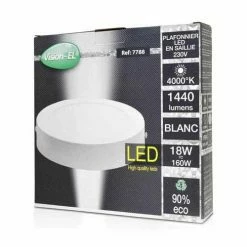 VISION-EL Hublot Intérieur LED 230V 18W 1440lm 4000K 220mm Blanc - 7788 -123elec Soldes Magasin vis7788 vision el eclairage exterieur led 18w 230v blanc boite 4