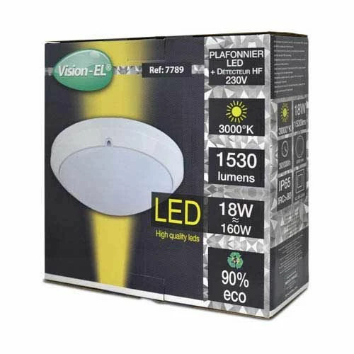 VISION-EL Plafonnier LED Avec Détecteur 230V 18W 1530lm 3000K 300mm - 7789 7 VISION-EL Plafonnier LED Avec Détecteur 230V 18W 1530lm 3000K 300mm - 7789 – Image 5