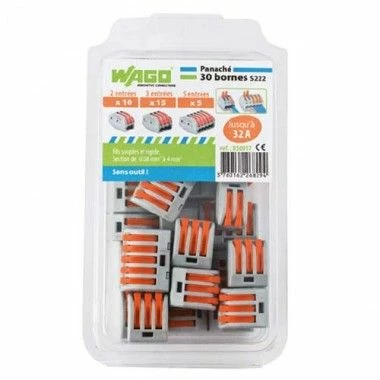 WAGO S222 30 Bornes De Connexion Rapide 2, 3 Et 5 Entrées Pour Fils Souples Et Rigides 3 WAGO S222 30 Bornes De Connexion Rapide 2, 3 Et 5 Entrées Pour Fils Souples Et Rigides